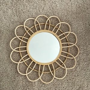 Woven rattan mirror